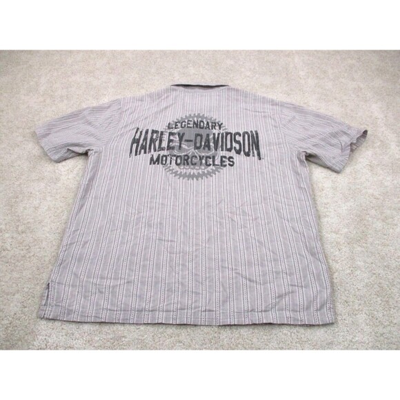 Harley Davidson Shirt Men Large Gray Casual Button Up Mechanic Motorcycle Biker - Picture 6 of 10